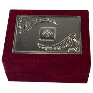 Vtg Red Velvet Jewelry Box Top Sterling Design Gift Box Great Presentation 4"